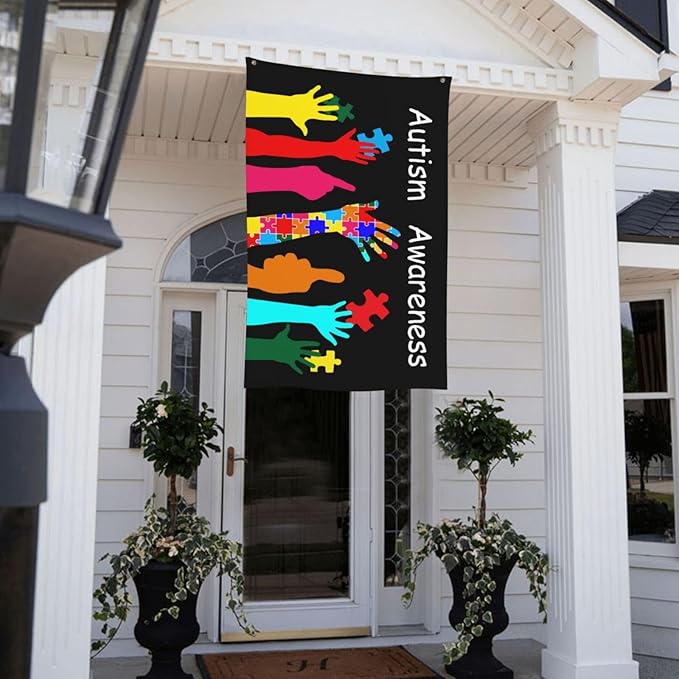 Autism Awareness Flag 3x5 Ft Outdoor Indoor With Grommet Home House Garden Yard Banner Decorative Sign