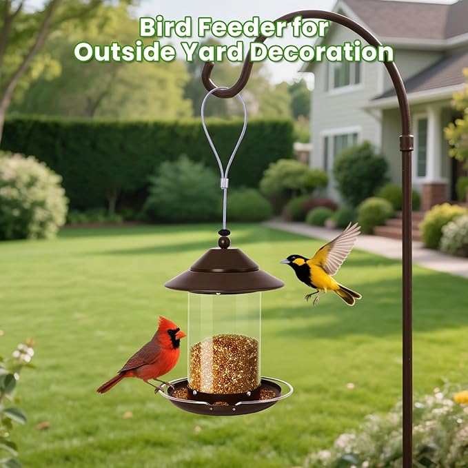 Bird Feeder for Outdoors Hanging, 5LB Capacity Metal Metal Feeder, 360° Feeding, Weatherproof Roof for Gardens and Wild Birds(2pcs)