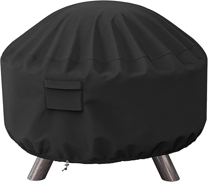 SHINESTAR Round Fire Pit Cover, Fits for 36-40 Inch Firebowl with Drawstring and Built-in Vents, Waterproof & Windproof, 40 Dia x 20 H, Black