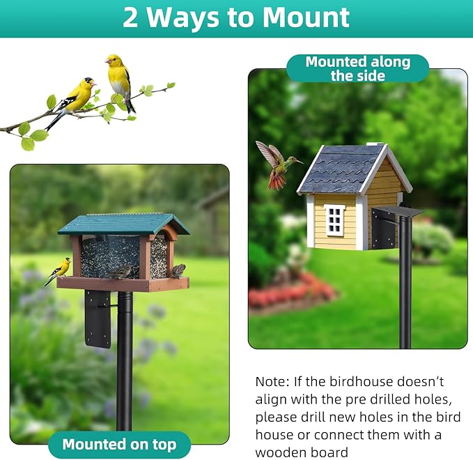 Bird House Pole,74 Inch Heavy Duty Bird Feeder Pole Mount Kit for Outdoors, 5-Prong Base, Splicing Adjustable Feeding Stand Station for Birds Watching,Weather Station (Birds House Not Included)
