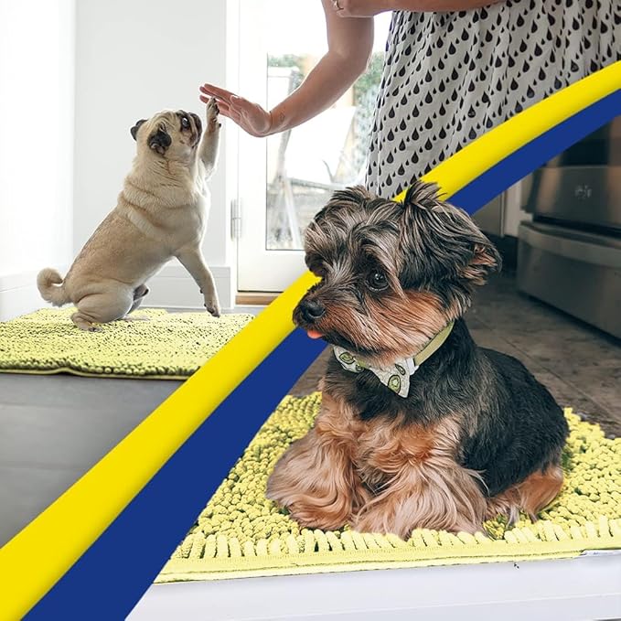 Muddy Mat® | Super Absorbent Door Mat Indoor, Microfiber Quick Dry Chenille Entryway Rug, Non-Slip Front Door Mat, Indoor Mats for Entryway, Machine Washable Pet Rug, Yellow 24"x60"