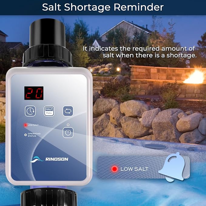 Saltwater Pool Chlorinator System for Above Ground Pools and Hot Tub, Saltwater Pool System with Self-Cleaning Titanium Cell & LED Control Panel, Up to 12,000 Gallons, 2 Year Limited Warranty