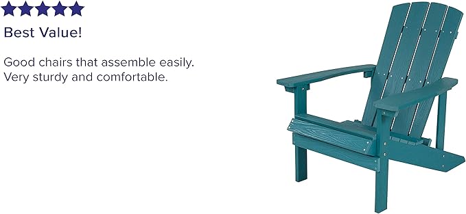 Flash Furniture Charlestown Commercial Grade Indoor/Outdoor Adirondack Chair, Weather Resistant Durable Poly Resin Deck and Patio Seating, Sea Foam
