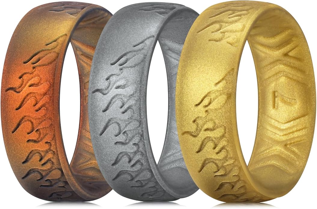 King Will Silicone Ring for Men and Women, 1.8mm Ultra Thick 6.6mm Width, Dome Metallic Style Comfort Fit - Breathable Durable Flexible Wedding Band