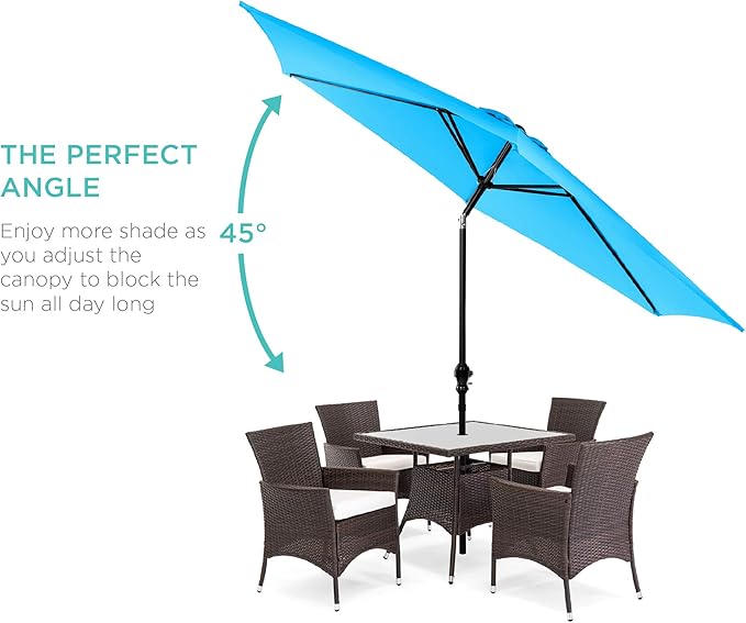 Best Choice Products 10ft Outdoor Steel Polyester Market Patio Umbrella w/Crank, Easy Push Button, Tilt, Table Compatible