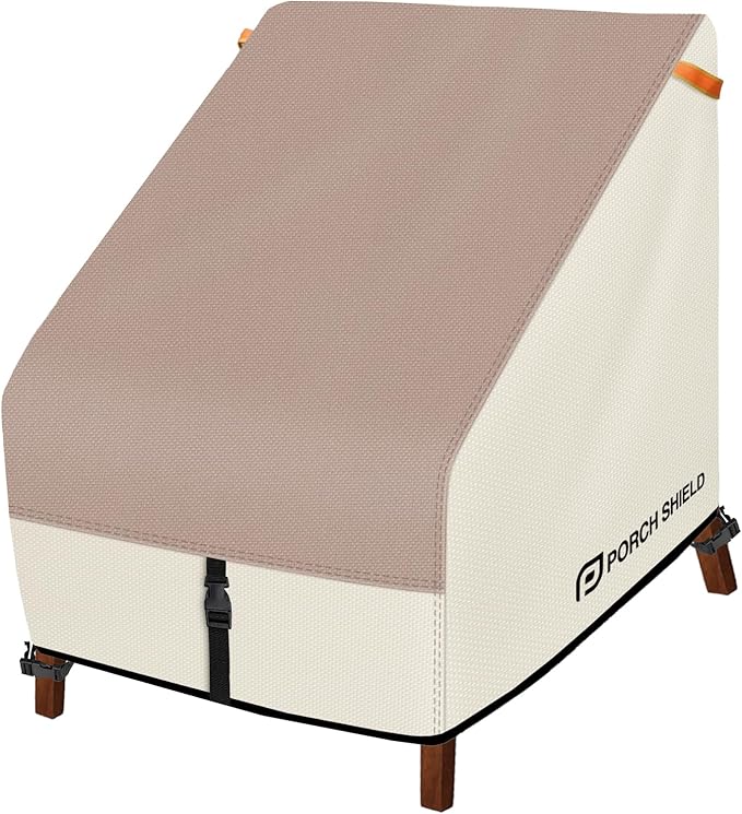Porch Shield Patio Chair Covers -Waterproof Outdoor Lounge Deep Seat Lawn Chair Cover - 30W x 33D x 34H inch, Light Tan & Khaki