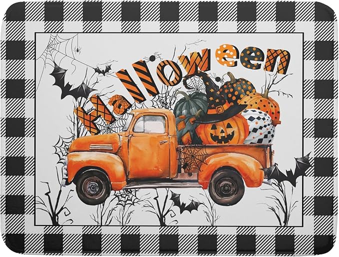Holiday Truck Dish Drying Mat - Orange Holiday Absorbent Microfiber Dish Drying Pad for Kitchen Counter
