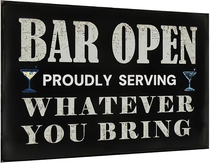 Vintage Bar Wall Decor Sign - 'Bar Open' for Home Bar, Club, Kitchen - Fun Gift for Beer Lovers, 8x12 Inch