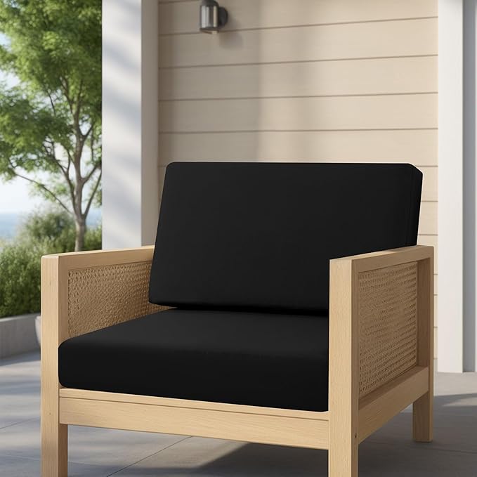 idee-home Outdoor Cushions for Patio Furniture, Outdoor Seat Cushion, Waterproof Couch Hampton Bay Deep Seat Replacement Chair Cushions for Garden Lawn Backyard Deck, 30 x 30 Black