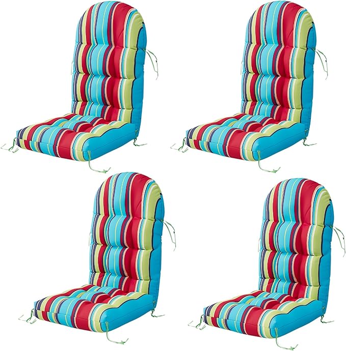 Adirondack Chair Cushion Set of 4, Rocking Chair Cushions, High Back Patio Cushions, Thickened Weather Resistant Patio Cushion with 6 Ties, Non Slip Fade & Waterproof