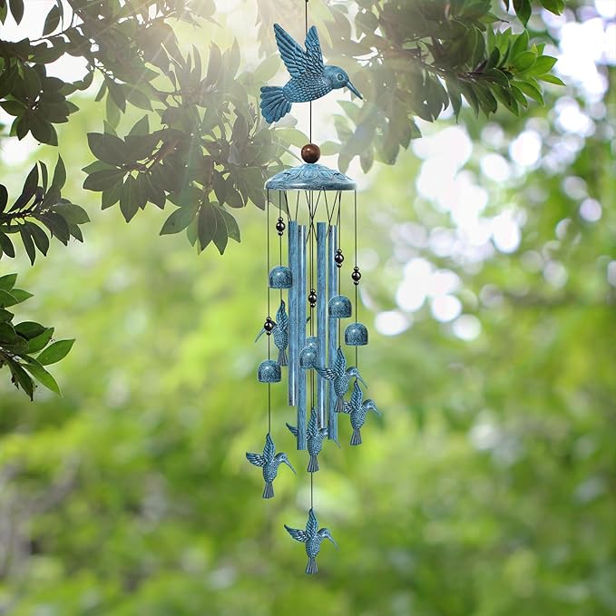 Windchimes Outdoors, 40" Hummingbird Wind Chimes for Outside, Home Yard Patio Decor Memorial Wind Chime Gifts for Mom Grandma, Hummingbird Gifts for Women