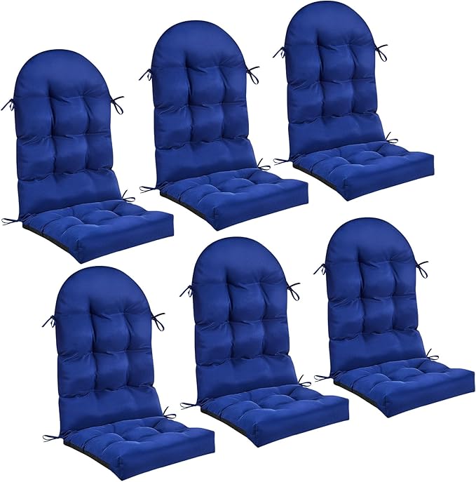 Geelin 6 Pcs Adirondack Chair Cushion High Back Patio Chair Cushion 44 x 19 x 4 Inch Tufted Weather Resistant Fade Resistant Seat Rocking Chair Cushion for Patio Rocking Chair Cushion Seat (Dark Blue)