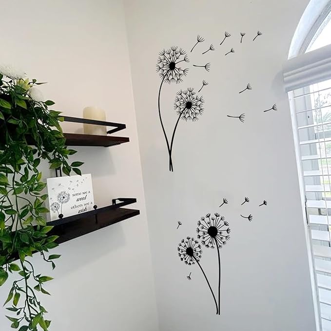 Large Flower Stencils for Painting Garden Fence Dandelion Floral Stencil Templates Painting on Wood Furniture Wall Mural (Dandelion)