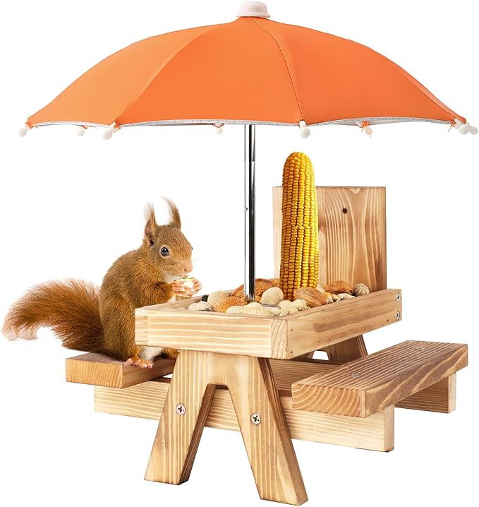Squirrel Picnic Table Feeder Replacement Mini Umbrella for Outside (Orange)