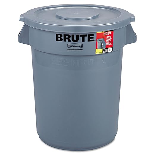 Rubbermaid Commercial RCP 8632-92 GRA Brute Container All-Inclusive, Round, Plastic, 32 gal, Gray