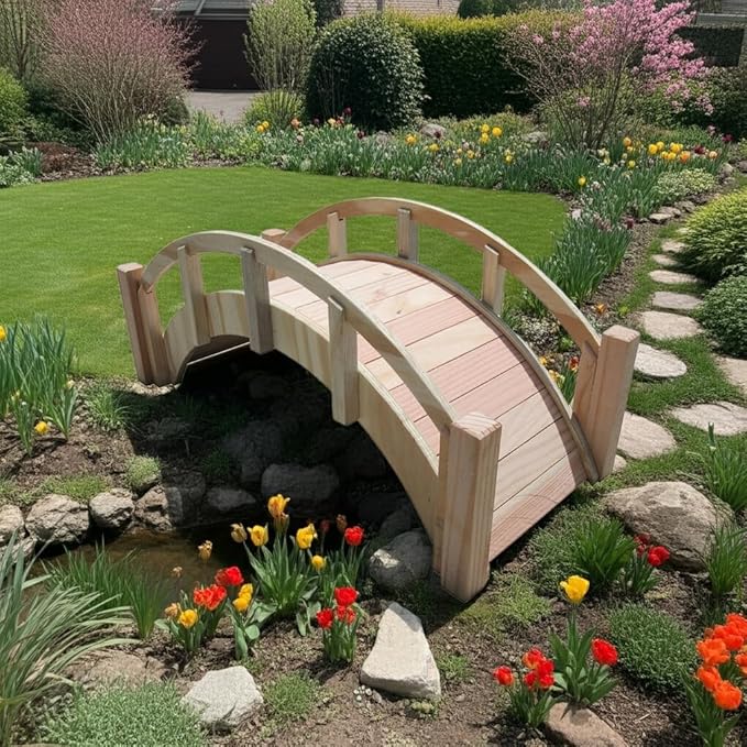 SamsGazebos Miniature Japanese Wood Garden Bridge 25 Inches Unfinished