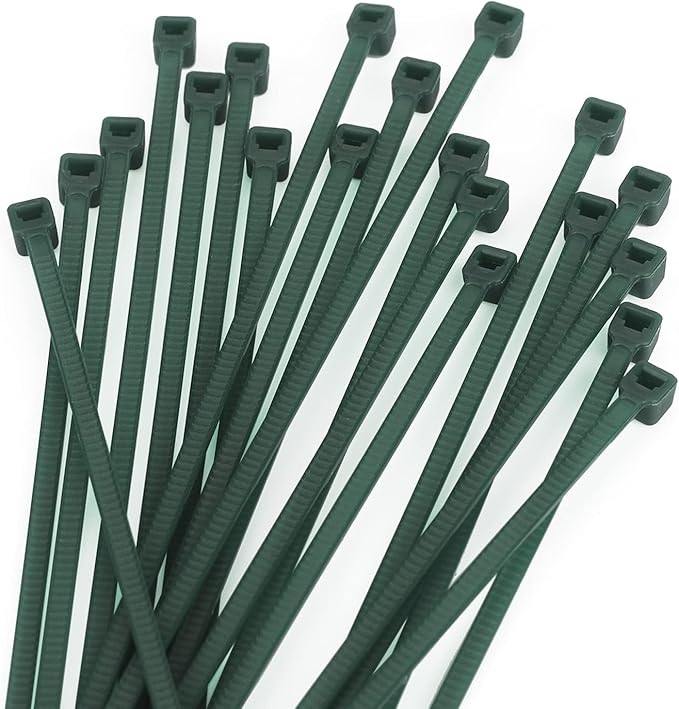 100 Pcs 8 Inch 3mm Dark Green Nylon Garden Cable Zip Ties Self Locking Cable Ties Twist Ties