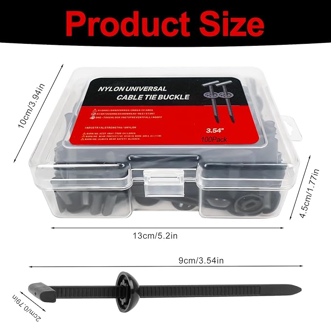 Nylon Universal Cable Tie Buckle 2026 Upgraded,Heavy Duty Self-Locking Rivet Zip Ties,Multi-Usage Cable Tie Buckle for Car Repair Home Garden Office(100Pack)