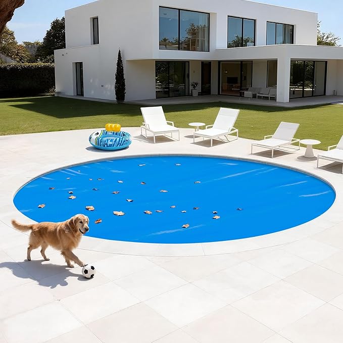 VEVOR Solar Pool Cover, 15 ft Round Pool Bubble Cover, 12 Mil Pools Solar Blanket with Bubble & PE Material, Daytime Heat Absorption, Nighttime Heat Retention, Heat Retaining Solars Covers, Blue
