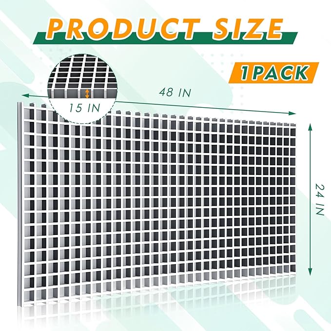 1 Pack Heavy Duty Fountain Basin Grate for Pond and Water Garden Features and More Snap-Together - Hide Reservoir, Rocks, Other Decorative Objects (24 x 48 Inch,Dark Grey)