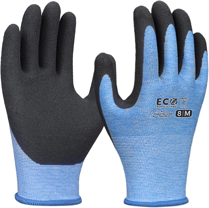 Gardening Gloves for Women and Men, ECO Recycled Polyester Work Gloves with Latex Coating