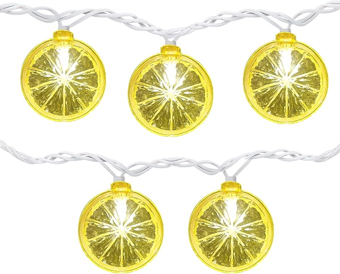 Lemon String Lights, 8.5Ft Summer Patio String Lights with 10 LED Yellow Lemon Slice Lights, Hanging Waterproof Connectable Outdoor Decorative Lights for Indoor Home Garden Christmas Wedding Party
