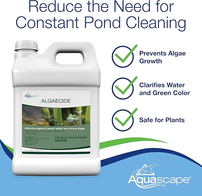 Aquascape Algaecide for Ponds, Waterfalls, and Fountains – Large-Scale Algae Control, 2.5 Gallons / 9.46 L, 96053
