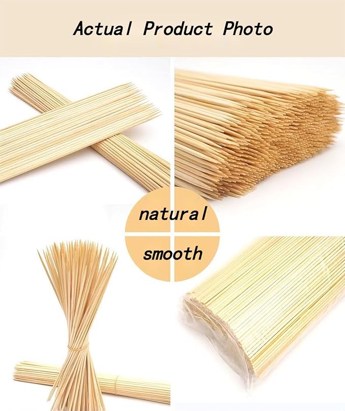 Natural Bamboo Smores Sticks 100 Pack, 17.5" Long Thickened Disposable Skewers for Marshmallow, Campfire, Fire Pit, BBQ & Parties, Food Grade Roasting Sticks for Outdoor Events
