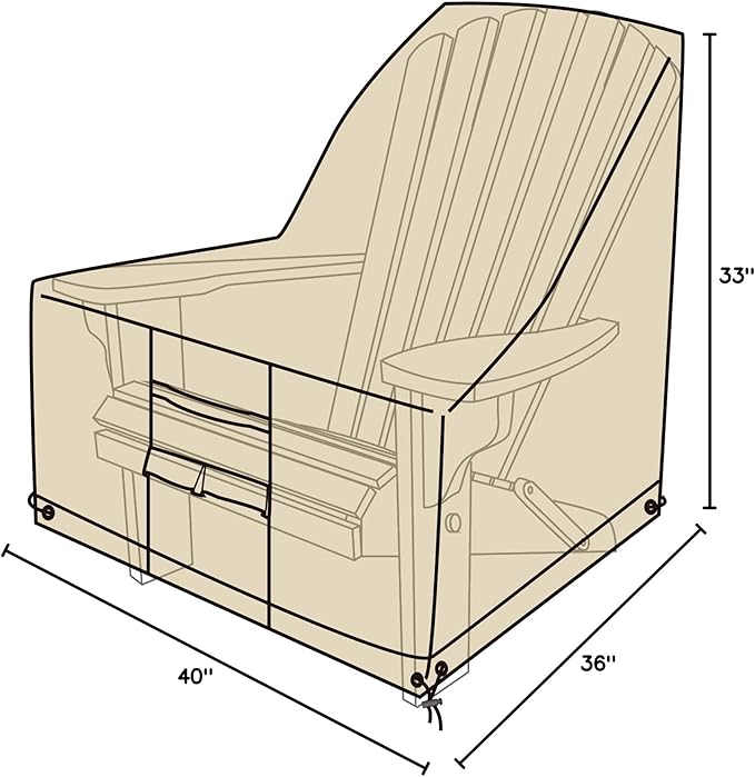 Plow & Hearth Adirondack Chair Outdoor Furniture Cover, Tan