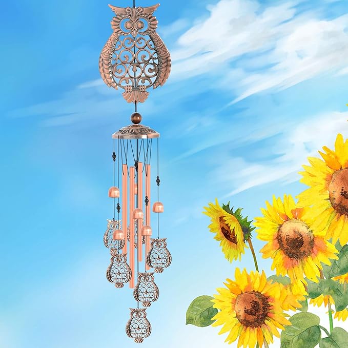 Owl Wind Chimes, Gifts for Mom, Women, Grandma, Outdoor Indoor Wind Chimes, Room Decor, Owls Gifts for Women, Owl Decor Gift