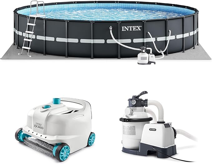 INTEX 26329EH Ultra XTR 18ft x 52in Above Ground Swimming Pool Set with Sand Filter Pump and Deluxe Automatic Vacuum Cleaner