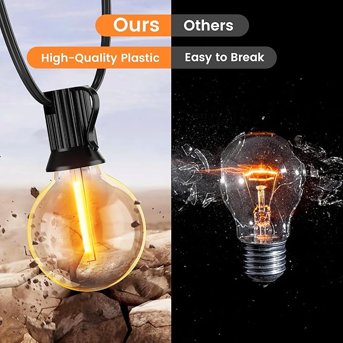 OHLUX 120FT Solar String Lights Outdoor with Remote, Commercial Grade Patio Lights with 52 Shatterproof G40 Globe LED Filament Bulbs, Dimmable Outside Edison Hanging Light for Backyard Party Decor
