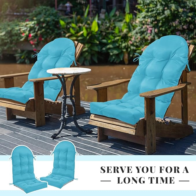 Geelin 4 Pcs Adirondack Chair Cushion High Back Patio Rocking Chair Cushion 44 x 19 x 4 Inch Tufted Weather Resistant Fade Resistant Seat for Patio Rocking Seat (Royal Blue)