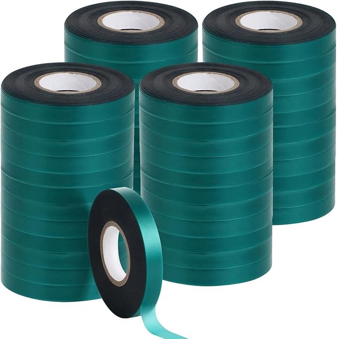 Homaisson 48 Rolls Stretch Tie Tape, 147.6 Feet 0.5 Inch Garden Tie Tape, Garden Vinyl Stake, Stretchy Soft Vinyl Tape for Indoor Outdoor Plants, Patios, Vegetable Fields, Orchards
