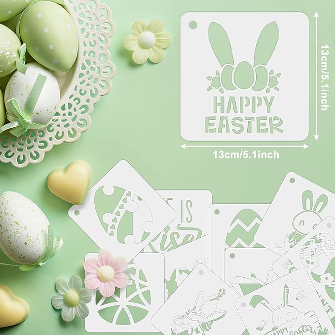 Augshy Easter Stencils, 56 Pack Holiday Stencils Easter Painting Stencils Set for Scrapbooking Drawing Wall Floor Decor DIY Rock Painting Art Projects (3 Inch)