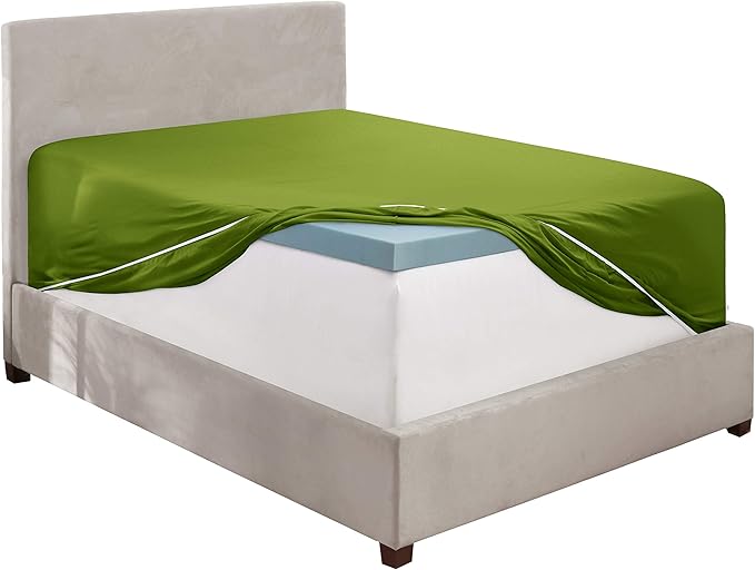Clara Clark Fitted Sheet, Extra Deep Pocket Fits Deep Mattress, Luxury Soft Fitted Sheet Only, King Calla Green
