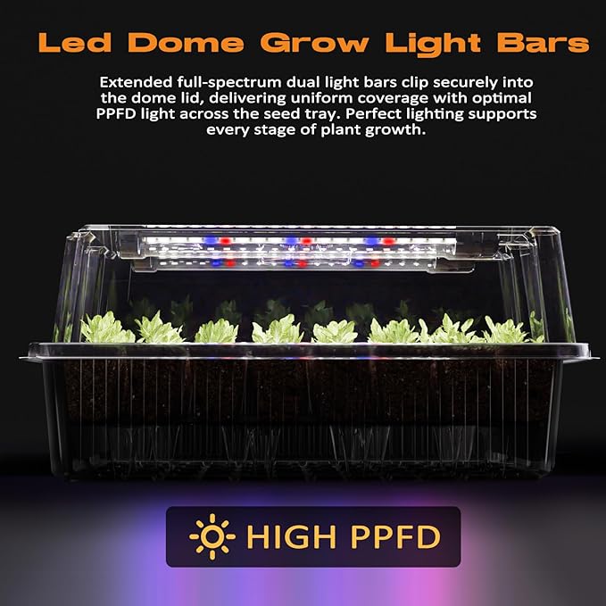80-Cell Self-Watering Seed Starter Tray with Grow Light, Seed Starter Kit with 4.07” Humidity Dome, Indoor Seedling Starter Tray, Seed Starting Trays for Plant Germination, Seeds Growing