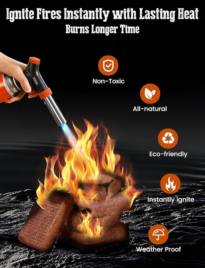 E500 Fire Starter for Campfires, Fireplace, Fire Pits, BBQ, Grills, Larger Charcoal Fire Starter Squares, 160-Count Firestarter, Chimney Charcoal Starter