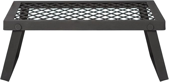 Amazon Basics Heavy-Duty Portable Camping Grill Grate for Outdoor Open Flame Cooking, Foldable, Sturdy, 15.9" x 12.2", Black