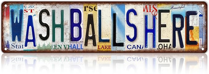 Vintage Wash Balls Here Metal Tin Signs Street Signs Man Cave Sports Golfer Golf Club Wall Decor 16 x 4 Inches