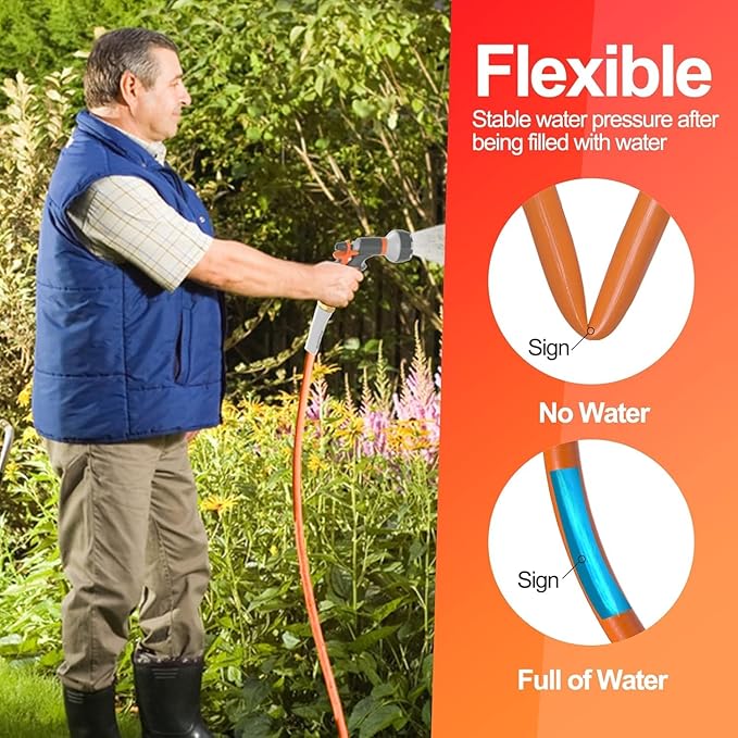 SPECILITE Garden Hose 100 ft x 3/4 in Heavy Duty, Flexible and Kink Resistant, All Weather Water Hose with 3/4" Solid Brass Fittings - for Backyard, Lawn, Car Washing & Outdoor Cleaning
