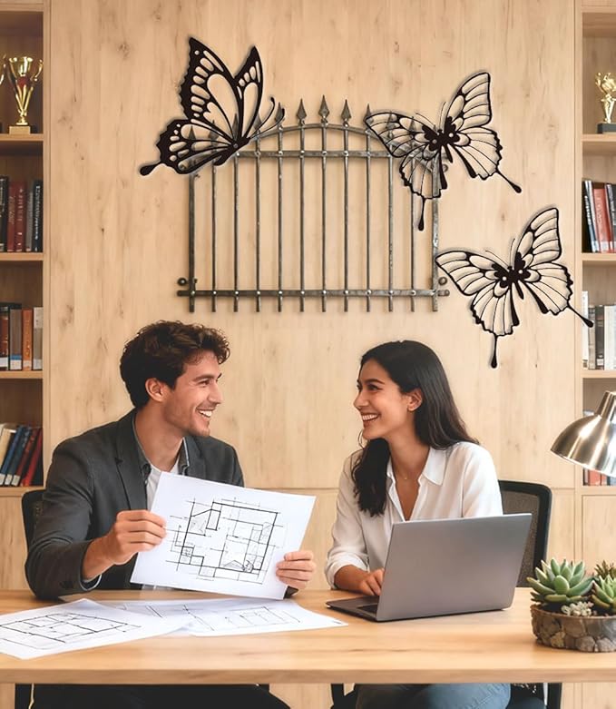 Large Butterflies Metal Wall Decor - 3 Pack Elegant Rust-Proof Butterfly Wall Art for Indoor & Outdoor - Farmhouse Living Room, Bedroom, Bathroom, Patio Decor, Unique Housewarming Gift Idea