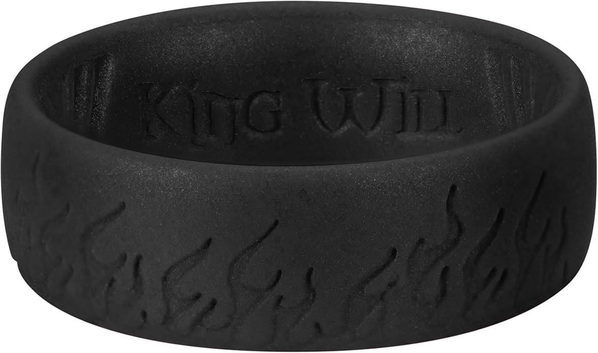 King Will Silicone Ring for Men and Women, 1.8mm Ultra Thick 6.6mm Width, Dome Metallic Style Comfort Fit - Breathable Durable Flexible Wedding Band