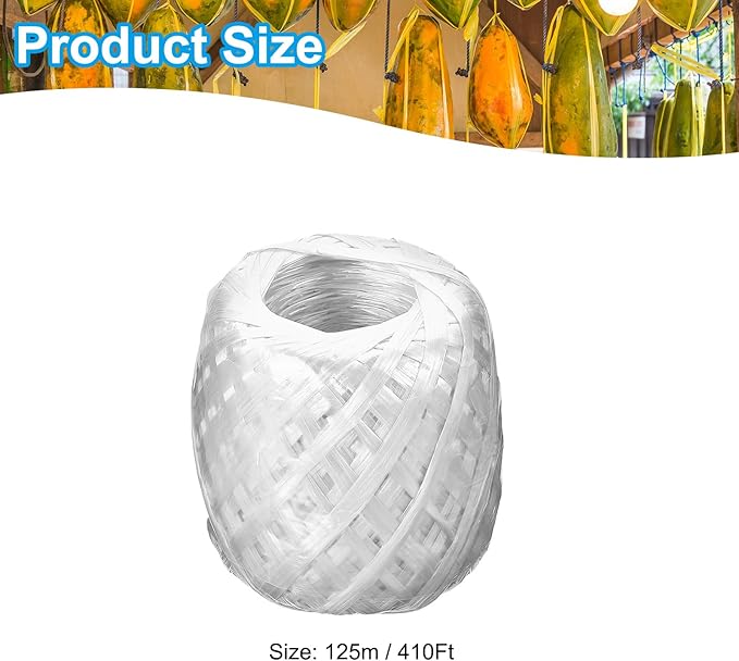 PATIKIL 125m/410Ft Polyester Nylon Plastic Rope, Twine Household Bundles Ropes Roll for Gardening Packing Crafting DIY, White