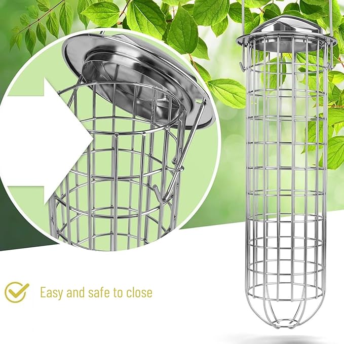| Fat Ball Holder 12" - 5 Year Guarantee - Made of Rustproof Metal Bird Feeding Station for Fat Balls - Ecological Bird Feeder (31cm, Stainless Steel)
