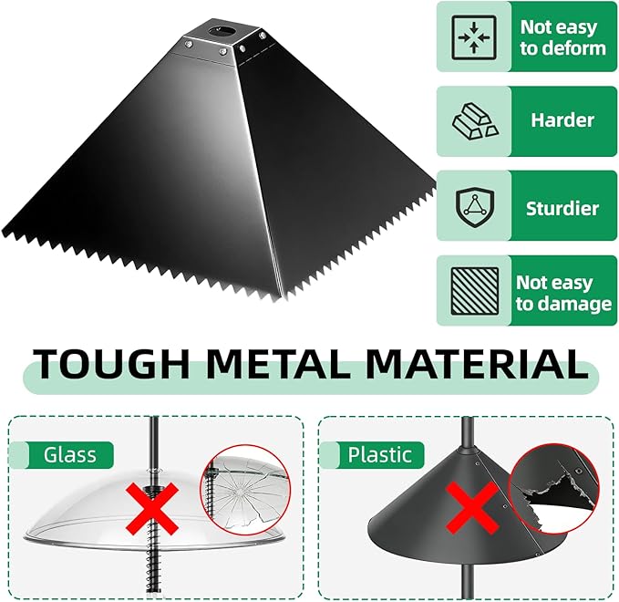 MIXXIDEA Squirrel Baffle for Bird Feeder Pole, Metal Pole Mount Bird House Guard, Squirrel Baffle for 4x4 Post (Black)