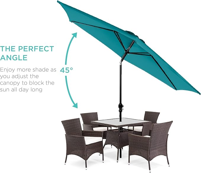 Best Choice Products 10ft Outdoor Steel Polyester Market Patio Umbrella w/Crank, Easy Push Button, Tilt, Table Compatible
