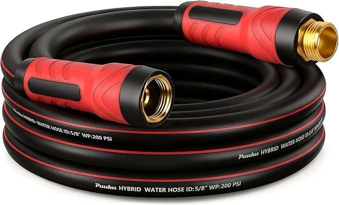 Short Garden Hose 15ft x 5/8", NON-EXPANDABLE Heavy Duty Premium Flexible Water Hose, No Kink, Leakproof, Lightweight Hybrid Hose with Male to Female Fittings for Household&Backyard