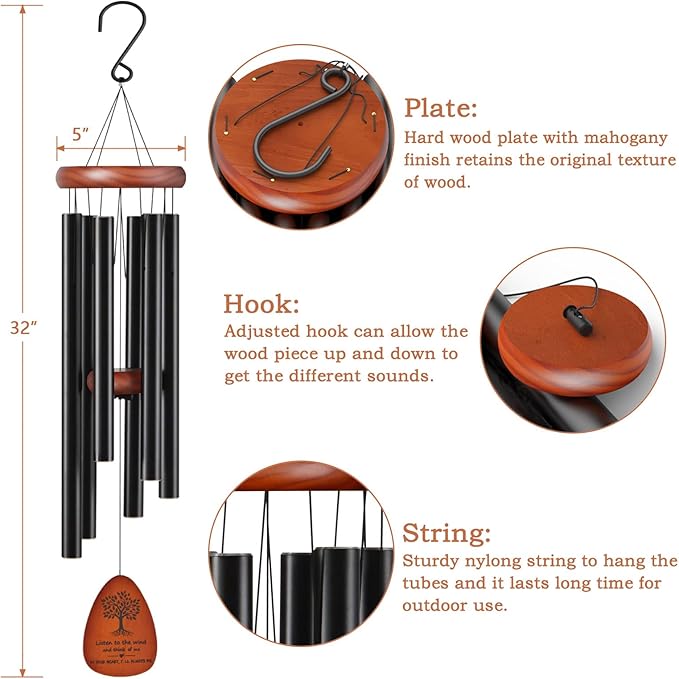 Memorial Wind Chimes for Loss of Loved One,32" Tree of Life Sympathy Wind Chime in Memory of a Loved one Like Mother Father, Ideal Bereavement/Sympathy Gifts for Condolence and Funeral