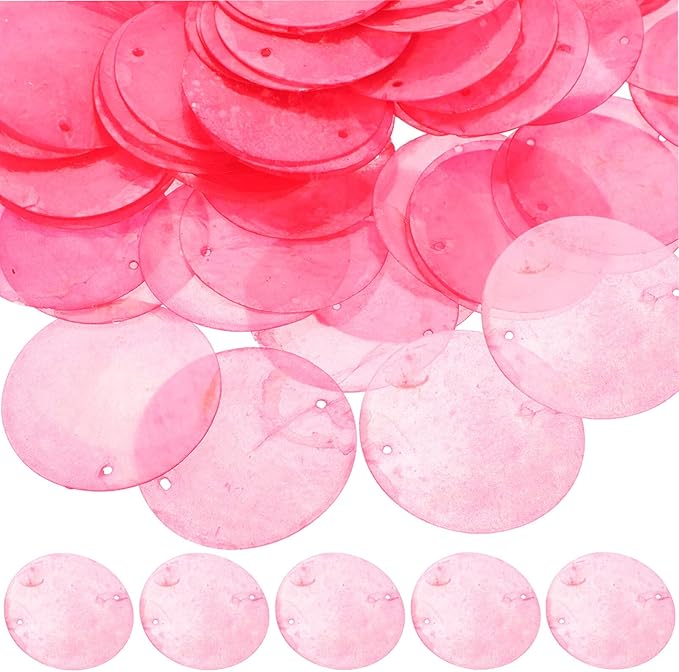 Ciieeo 100Pcs Round Shells Pieces DIY Wind Chime Making Accessories Natural Capiz Shell Slices for Patio Garden Outdoor D Cor